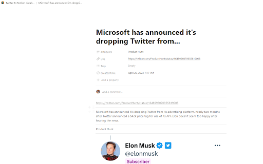Save Twitter to Notion - Twitter Hunter