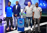 Mamelodi Sundowns defender Terrence Mashego and coach Rulani Mokwena and SuperSport United coach Gavin Hunt and defender Onismor Bhasera during the DStv Premiership Tshwane derby press conference at the SuperSport Studios in Randburg on Monday.