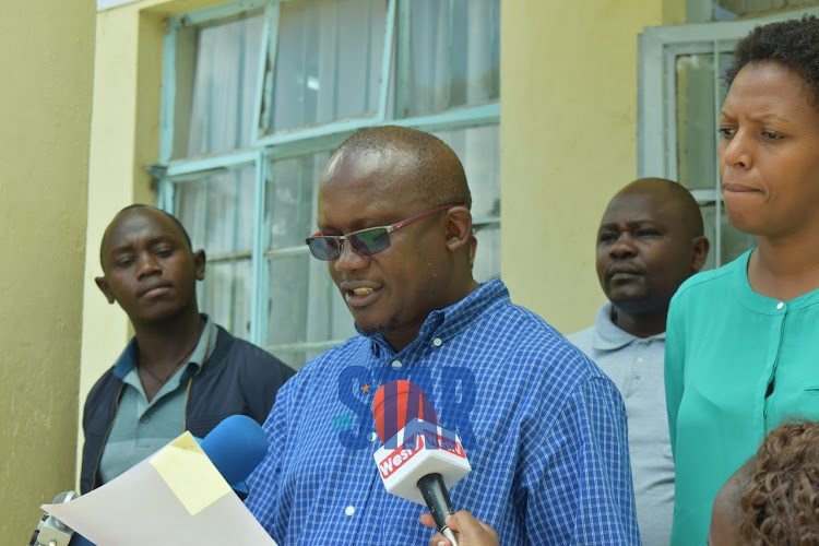 National Nurses Association of Kenya president Alfred Obengo during a press conference at Kenyatta National Hospital, Nairobi, on Friday.