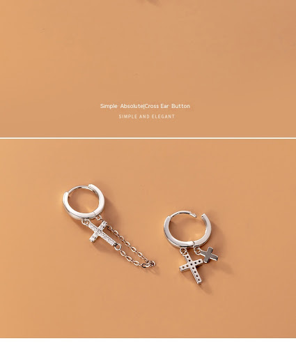 Title 7, Short cross chain ear clip womens rhinestone e...
