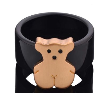 Bague diamant rétro européenne et américaine, série cercle noir, bijoux tendance populaires, animal créatif, personnalité de couple, style unique.