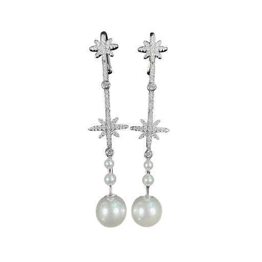 Title 1, Classic Six-Star Slider Stud Earrings. Shimmeri...