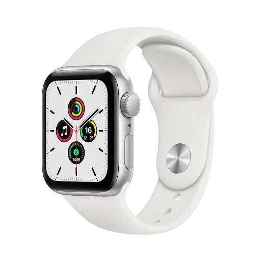 Apple Watch SE GPS, 40mm Silver Aluminium Case with White Sport Band - Regular MYDM2VN/A