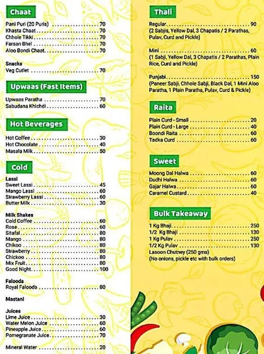 Nandu's Paratha menu 