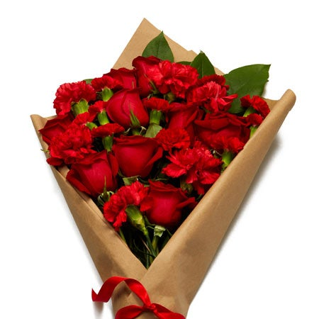 Red joy - Bouquet of 9 red roses and 10 red carnations ...