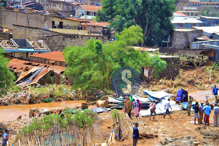 Kiamaiko residents salvage their property during the demolition exercise on May 3, 2024.