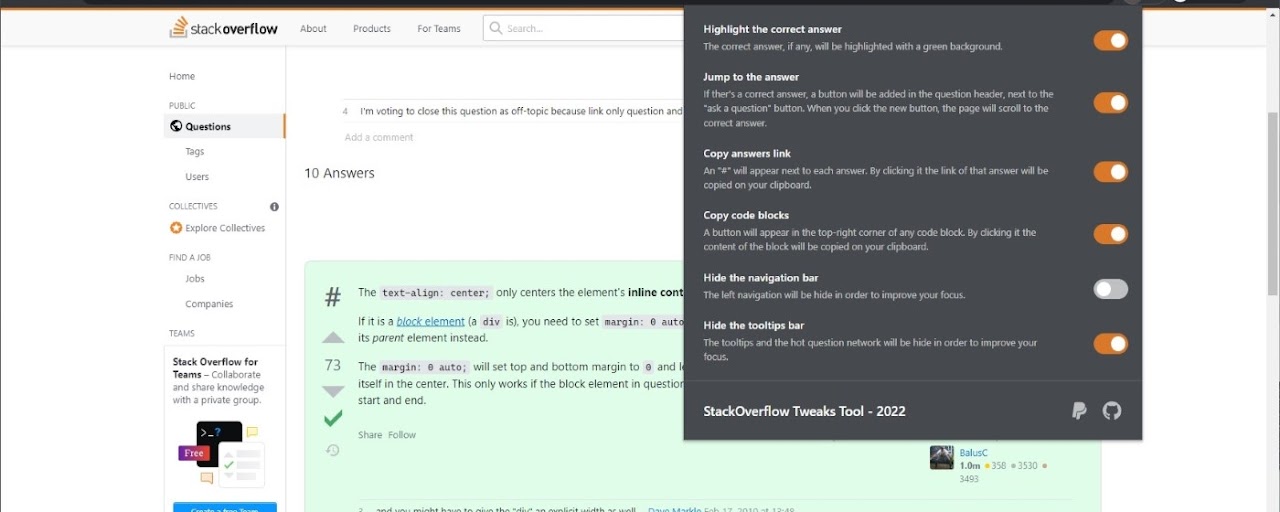 StackOverflow Tweaks Tool Preview image 2