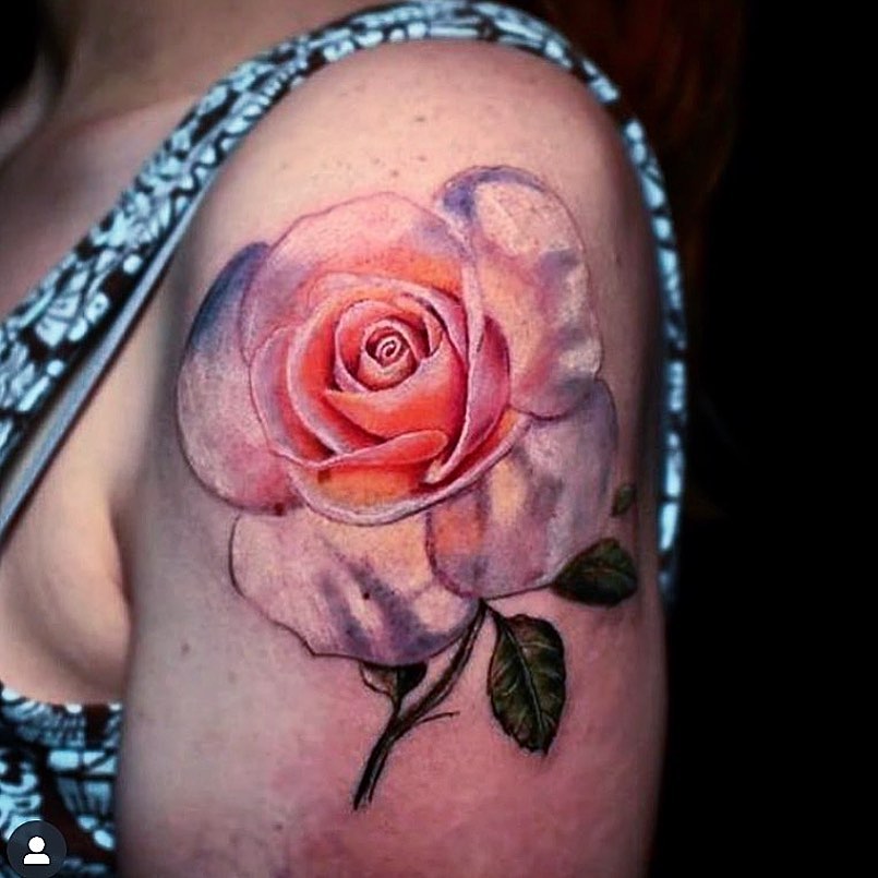 Amazing Colorful Rose Tattoo