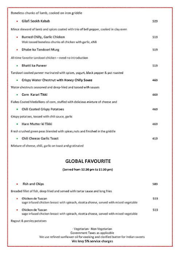 The Creative Kitchen Radisson Blu menu 