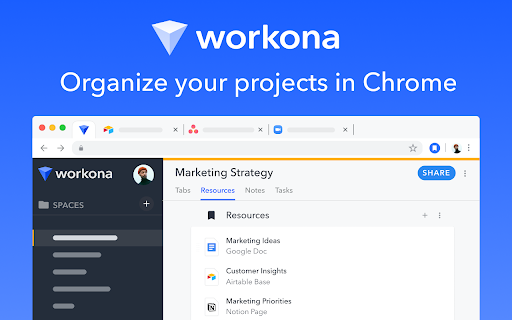 VY workona Organize your projects Chrome Marketing Strategy 