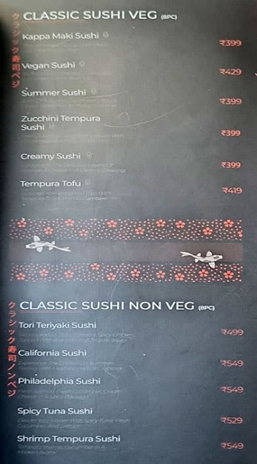 Saiko Sushi House menu 