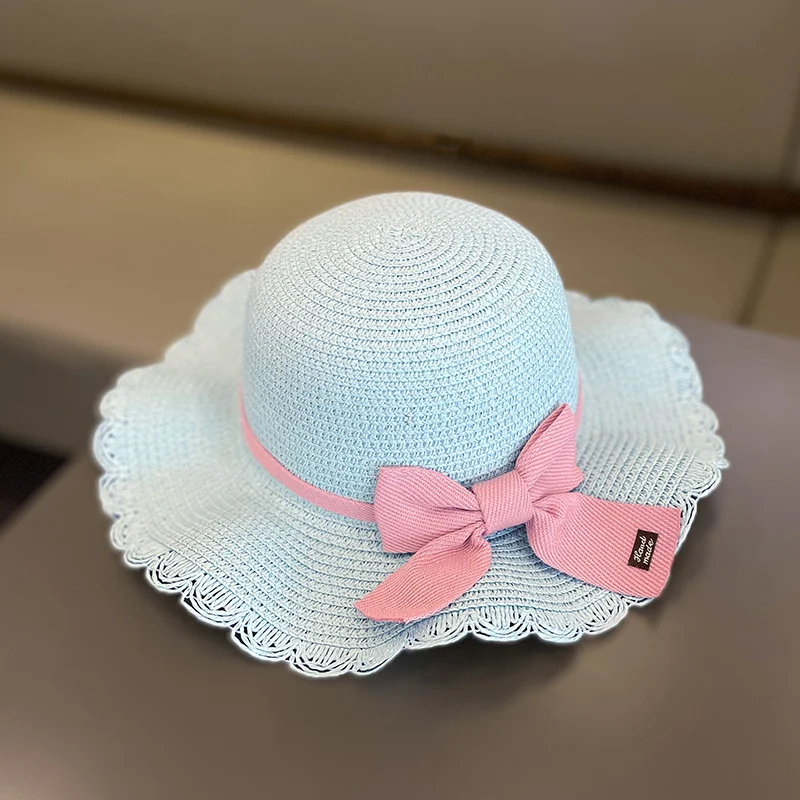 Conjunto de bolsa de chapéu de palha novo verão para meninas