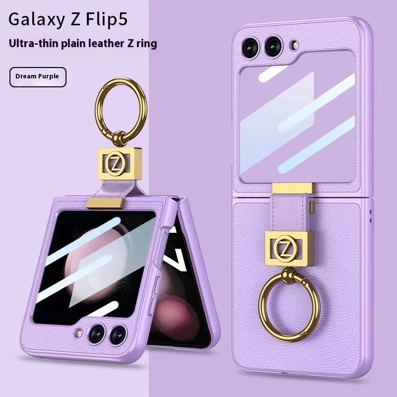 Creative Electroplated Ring Buckle Letter Folding Phone Case, featuring stylish design, full protection, and ease of use