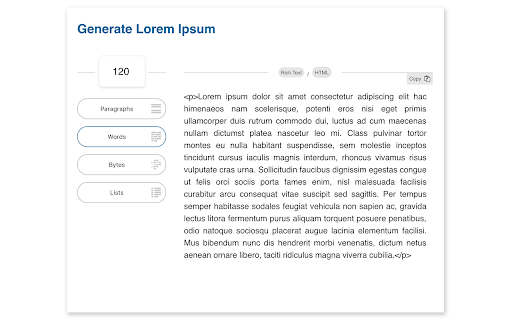 Lorem Ipsum Generator