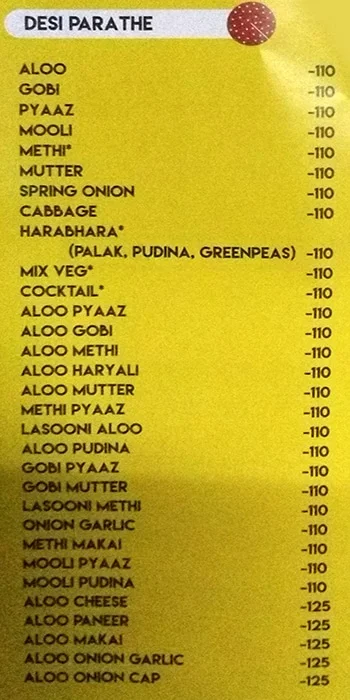 Hari Om menu 