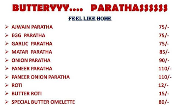 Paratha Zone menu 