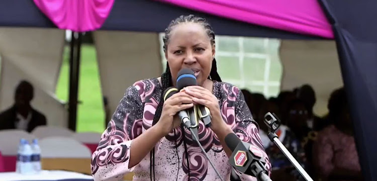 Kipipiri MP Wanjiku Muhia during the launch of an education program worth Sh 48 million that will see parents pay Sh2, 000 per term for each student learning in public day secondary schools.