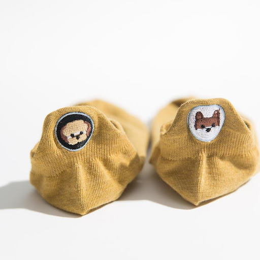 Title 4, Invisible socks embroidered with dog heel desig...
