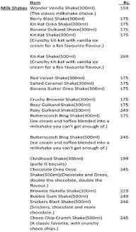 Frozen Shakes menu 1