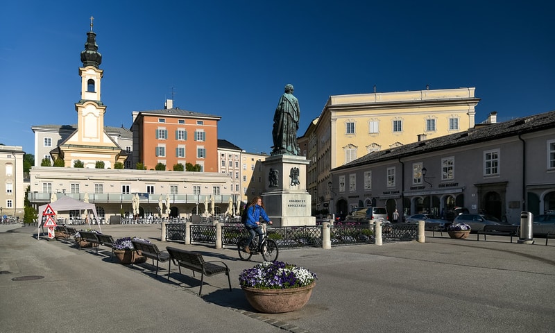 Statue in a square in Salzburg.