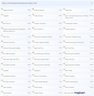 Noorjahan Restaurant Open Grill menu 1