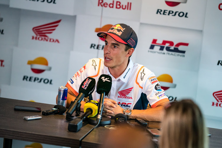 Marc Marquez speaks to journalists about his recovery process at Red Bull Ring on August 18 2022 in Spielberg, Austria.