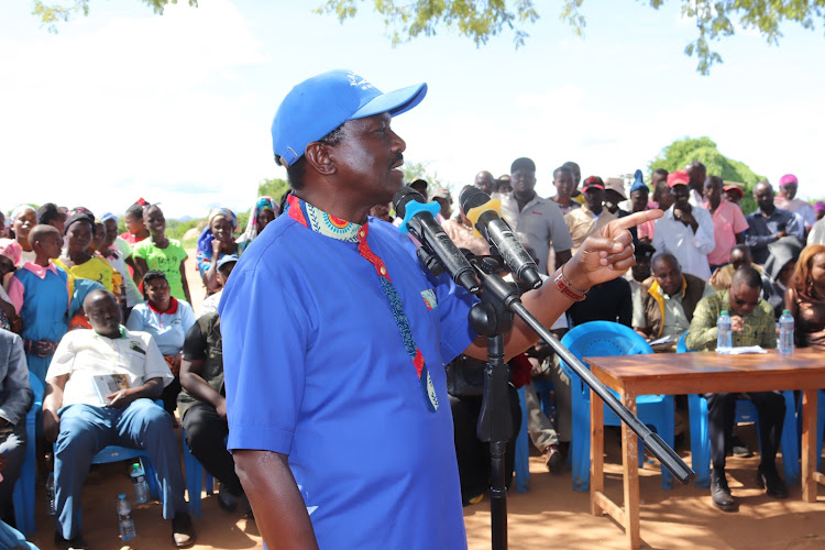 Wiper Leader Kalonzo Musyoka at Waita area of Mwingi central addressing locals on Friday