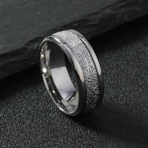 Title 3, Stainless Steel Ornament Fog Pattern Ring, a st...