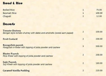 Indrani's Kitchen menu 