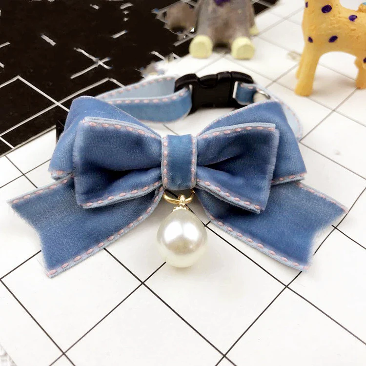 Collare con Fiocco di Perle per Cani e Gatti