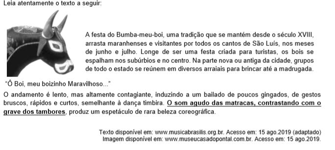 O parâmetro do som correspondente à frase destacada no texto é 