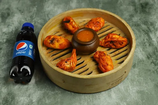 Chicken Tandoori Momos + Pepsi