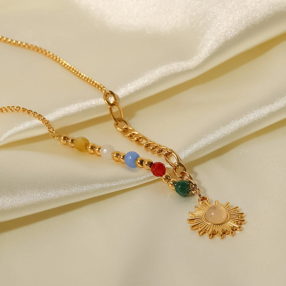 Title 5, Collier pendentif soleil opale pierre naturelle...