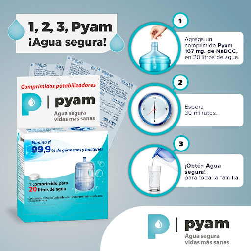 Tecnohospitalaria - Pastillas potabilizadoras para 20 litros. Disponible  Los productos Pyam brindan una solución simple y efectiva, para prevenir  las enfermedades de origen hídrico. Se trata de polvos y tabletas  efervescentes elaboradas