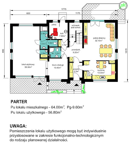 BW-37 wariant 2 z lokalem - Rzut parteru