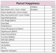 Parcel Happiness menu 1