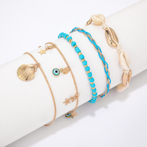 Title 5, Bracelet de cheville tressé 5 pièces Bijou de p...