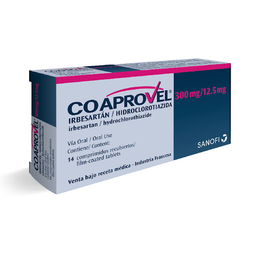 Irbesartán + Hidroclorotiazida 300mg/12.5mg Co-Aprovel Sanofi Caja x 14 Comprimidos    