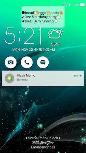 Flash Memo on Lock Screen