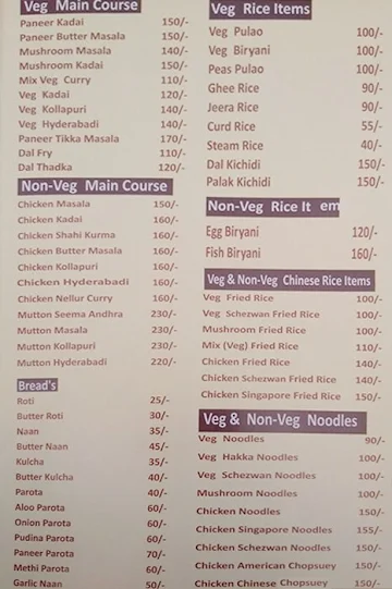 The Pepper Veg & Non Veg Restaurant menu 