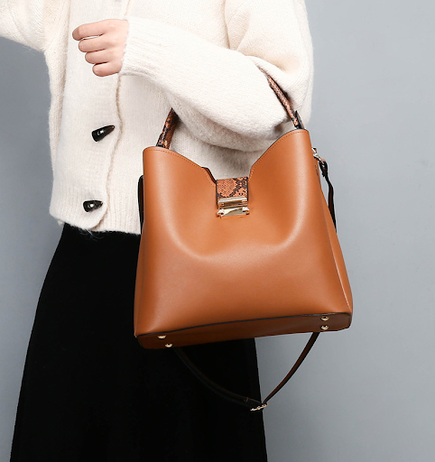Title 6, New Style PU Korean Bucket Type Solid Color Lea...