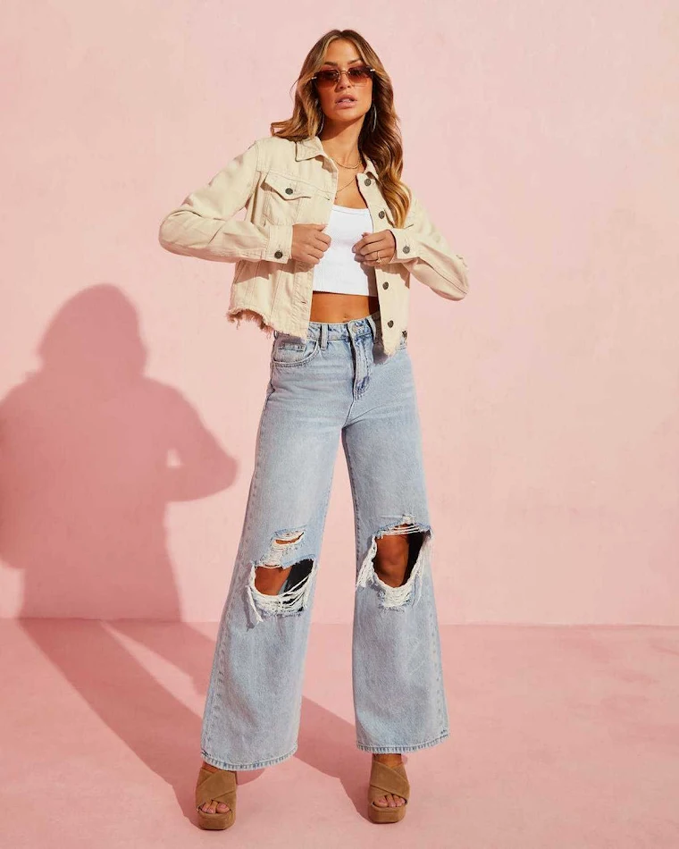 Jeans Feminina Ripped Modeladora