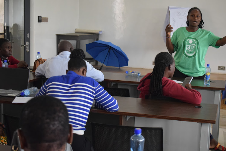 Homa Bay NCD Advocacy chapter chairperson Mercy Kwamboka speaks in Homa Bay town on April 27,2024