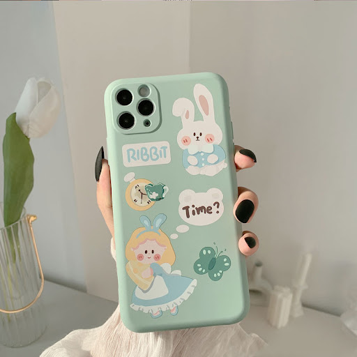 Title 3, Soft Cute Rabbit Liquid Silicone Phone Case for...