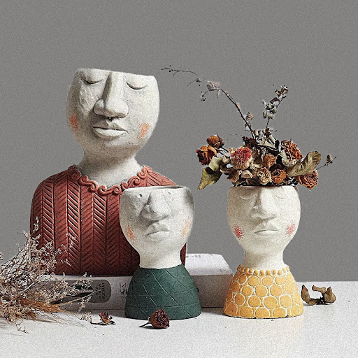 Title 10, Greek Statue Pot Goddess Flower Pots Head Retro...