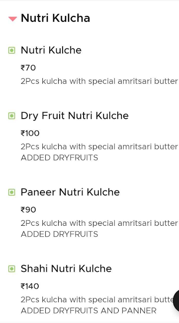 Nutri Kulcha Champ & Burger Snack Point menu 