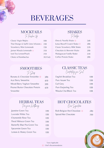 Bloom Cafe & Cakery menu 