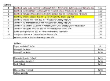 Namma Cafe menu 