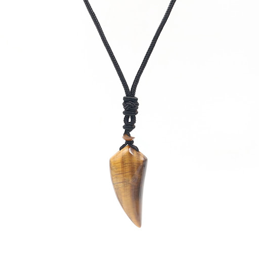 Title 6, Natural Crystal Gemstone Wolf Tooth Pendant Bra...