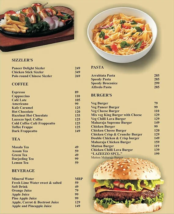 New Lazeezo Restaurant menu 